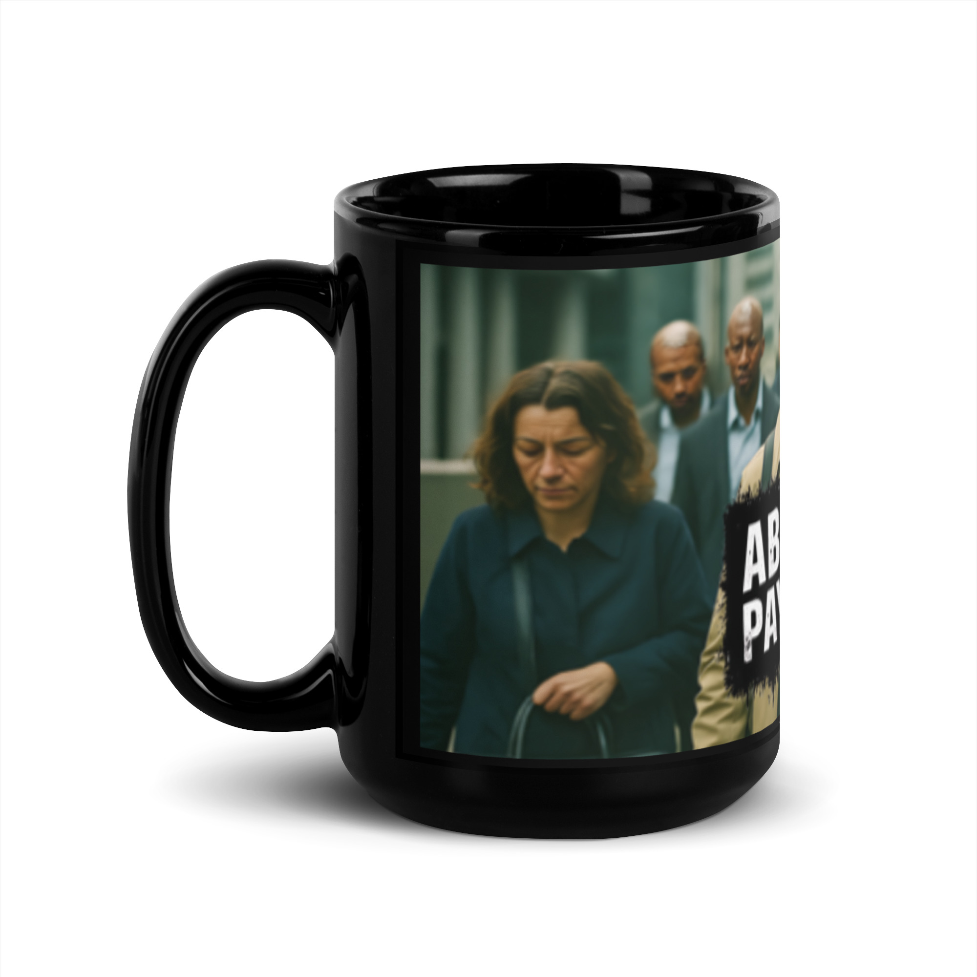 Above My Paygrade Podcast - Black Glossy Mug - Image 3