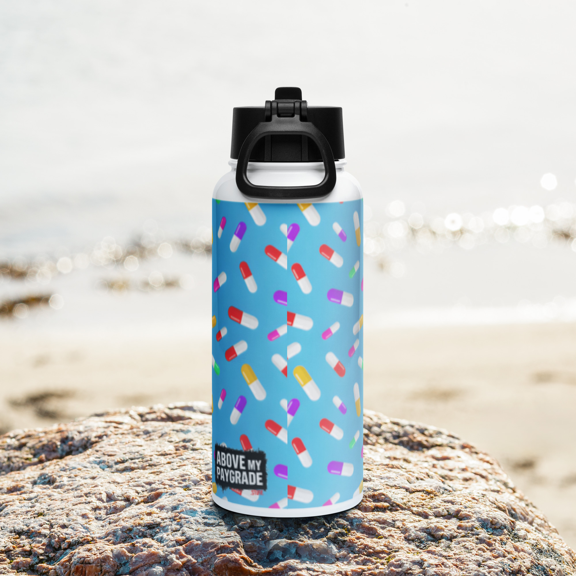 Low Pay, High Anxiety - Stainless steel water bottle with a straw lid - Image 6
