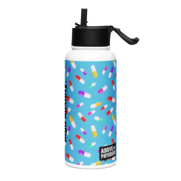 Low Pay, High Anxiety - Stainless steel water bottle with a straw lid