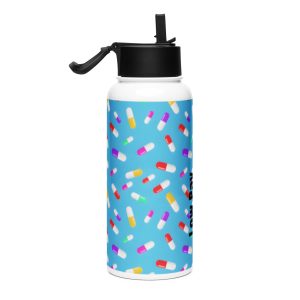 Low Pay, High Anxiety - Stainless steel water bottle with a straw lid - Image 5