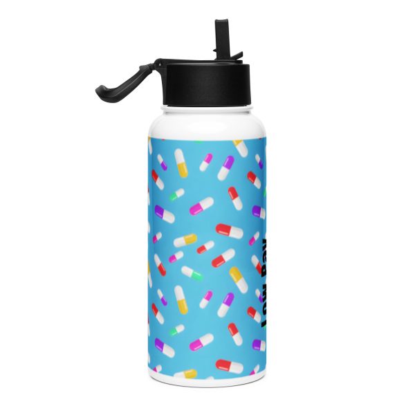 Low Pay, High Anxiety - Stainless steel water bottle with a straw lid