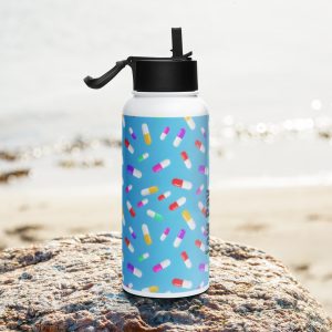 Low Pay, High Anxiety - Stainless steel water bottle with a straw lid - Image 8